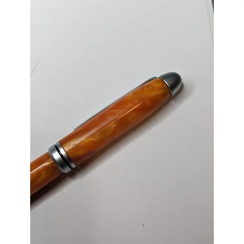 Graduate Twist Pen Satin Silver Finish Orange‎ Acrylic Body Hand Turned Pen